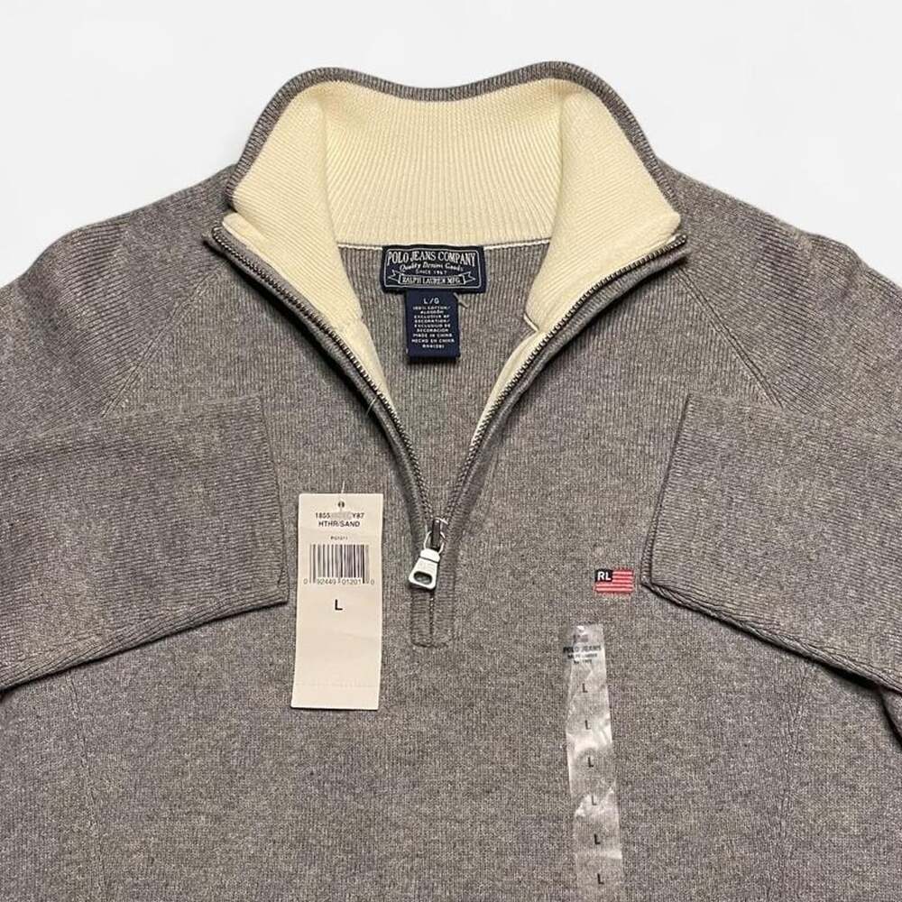 New Ralph Lauren Quarter Zip Sweater Women’s Large Gray Polo Jeans Co. VTG
